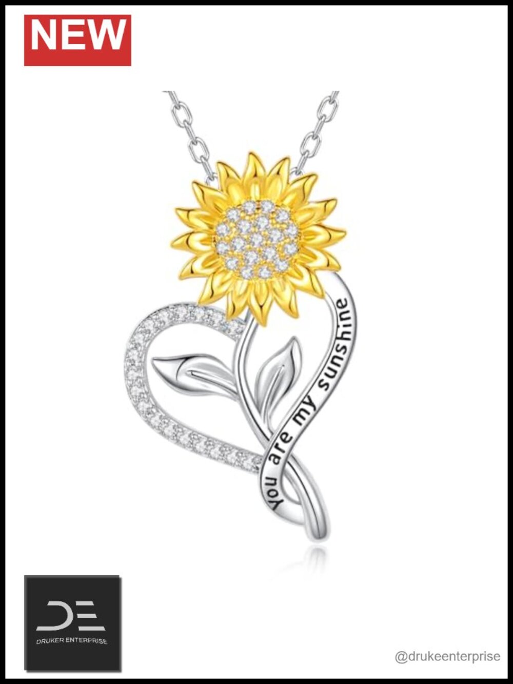 18K Gold Plated Sterling Silver Sunflower Pendant Necklace